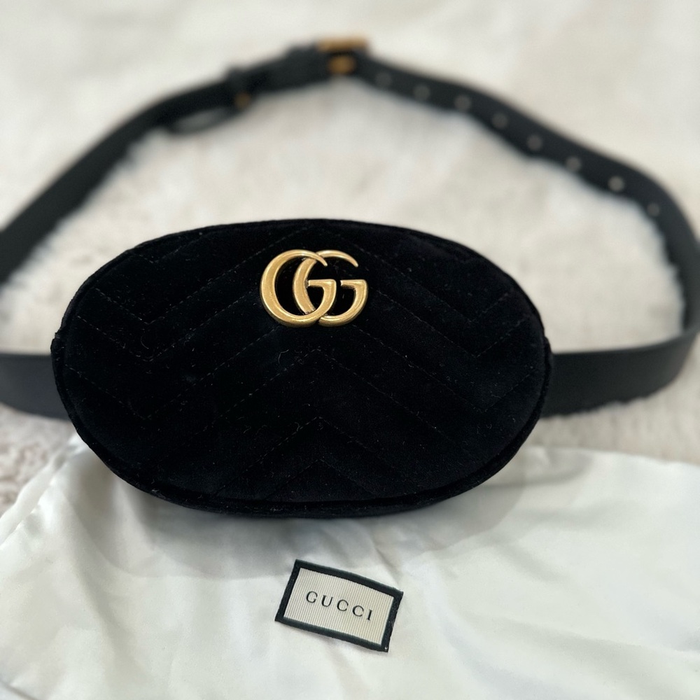 Gucci Black Belt Bag with Gold Logo